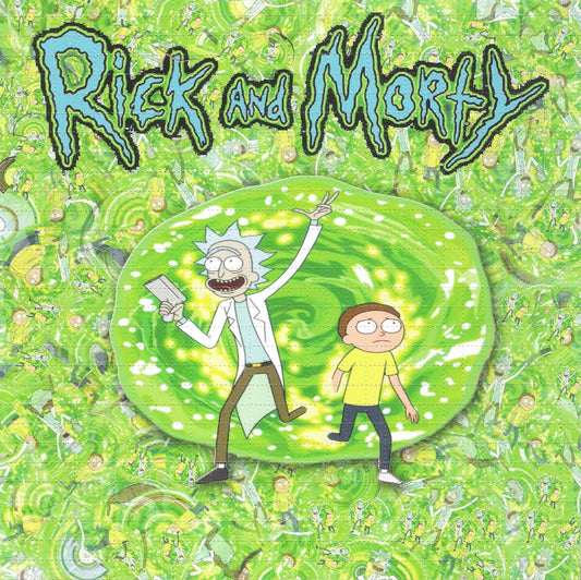 Rick and Morty blotter art. Go down the wormhole with the sci-fi duo.
