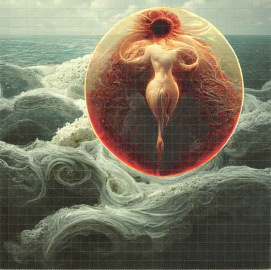Sea Foam Goddess Blotter Art