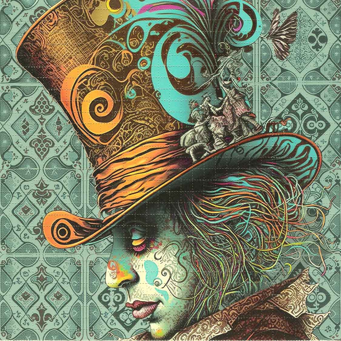 Orange and Blue Hatter Blotter Art